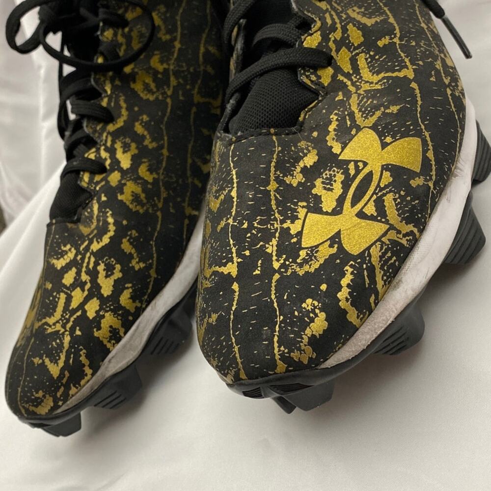 Under Armour Spotlight Mid Black and Gold Football Rubber Cleats Men's 12.5 used - Picture 7 of 12